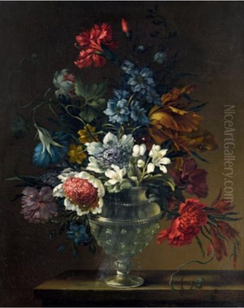 Bouquet of flowers in a glass vase by Simon Hardime
