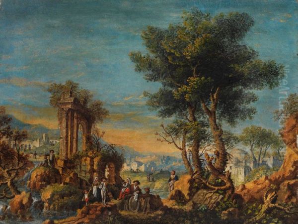 Landscape capriccio with staffage - view 1