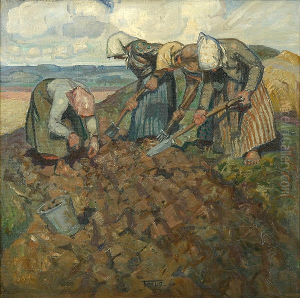 Women digging potatoes. - view 1