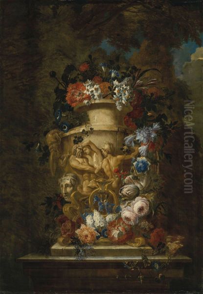 A bouquet of flowers in an urn - view 1