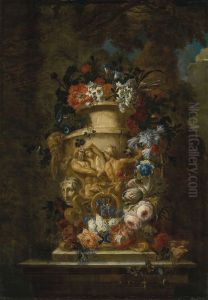 A bouquet of flowers in an urn by Gaspar Peeter Verbruggen the Younger