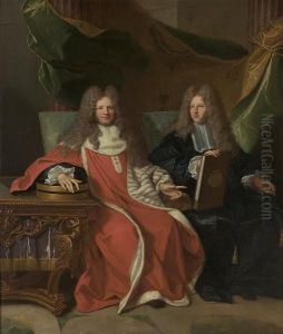 Portrait de Pierre-Cardin Lebret (1639-1710) and his son Cardin Le Bret (1675-1734) by Hyacinthe Rigaud