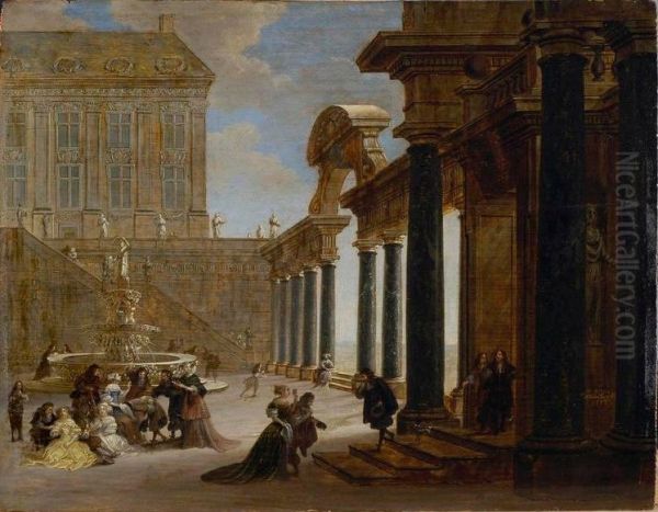 The game of "Main Chaude" in the courtyard of a palace - view 1