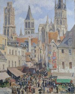 Rue de l'Epicerie in Rouen, Effect of Sunlight by Camille Pissarro