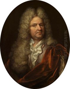 Portrait of a man in a long wig.