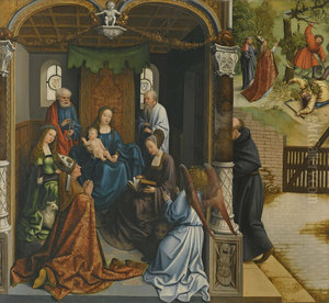 the Virgin and Child adored by Saint Martin and other saints including Saint Peter, Agnes, Mary Magdelene, and Anthony