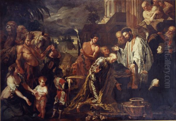 Saint Francis Xavier baptizes a pagan king - view 1
