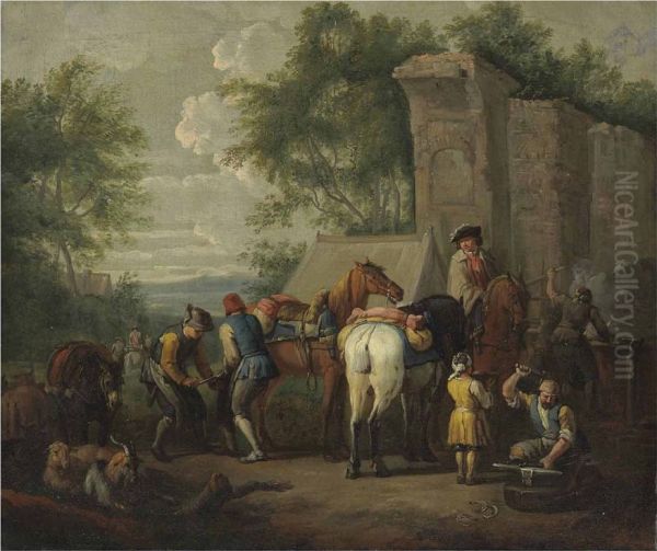 Cavaliers setting off on a journey - view 1