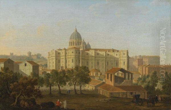 Rome, a view of the apse of Saint Peter's, with an artist sketching in the foreground - view 1
