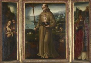 Rust op de vlucht naar Egypte (links); de H. Antonius van Padua (midden); de H. Secundus van Avila