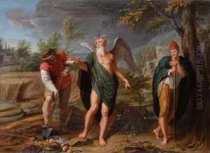 An allegory of time, work and idleness by Caspar Jacob van Opstal the Younger