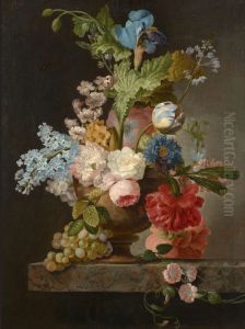 Bouquet of flowers with a bunch of grapes Bouquet of flowers with a bunch of grapes