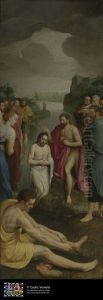 De Viglius-triptiek: de doop van Christus by Frans Pourbus the Elder