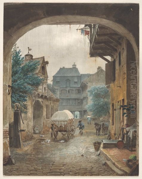 Blick in den Innenhof eines Gasthauses in Colmar - view 1
