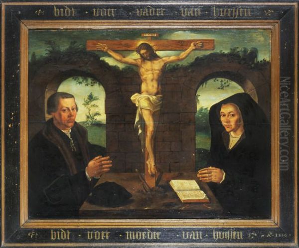Memorial portraits of a man from the Huissens family and his wife - view 1