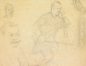 Cellisten Franz Neruda. Sketch. by Peder Severin Kroyer
