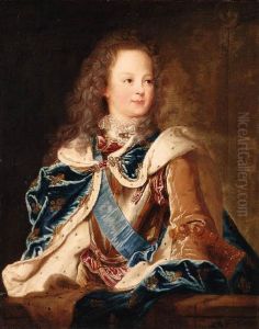 Louis XVwhile Dauphin of France in Ceremonial Robes and Armour before a Parapet