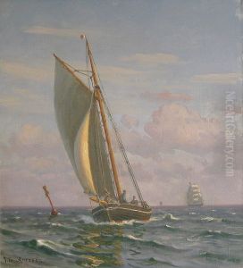 Marine med sejlskibe. by Vilhelm Arnesen