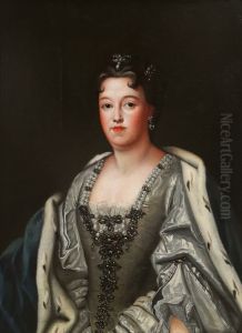 Portrait of Teresa Kunegunda Sobieska in a silver dress.