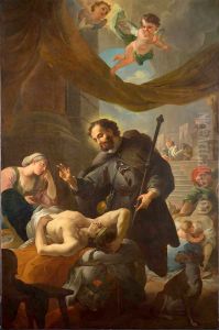 Saint Roch Visiting the Sick. by Martino Altomonte