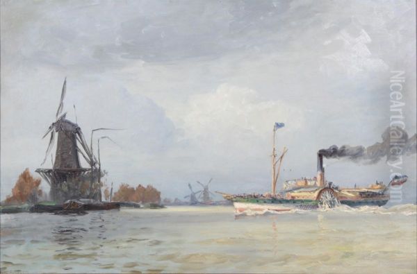A paddle steamer off the coast of the Netherlands. - view 1