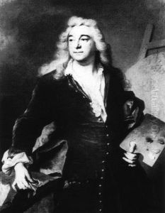 Portrait du peintre Nicolas Bertin (1667-1736) - travaillant au dessin preparatoire pour son tableau " Bacchus et Ariane " Portrait du peintre Nicolas Bertin (1667-1736) - travaillant au dessin preparatoire pour son tableau " Bacchus et Ariane "