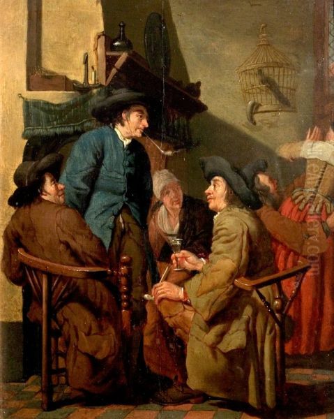 Interior with figures smoking a pipe - view 1