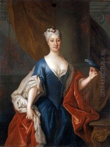 Portrait of Katarzyna Barbara Branicka nee Radziwill with a parrot.