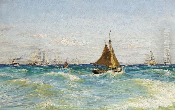 A cutter and other ships at sea. - view 1