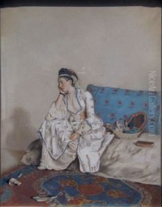 Dame pensive sur un sofa by Jean-Etienne Liotard