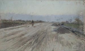 Viale In Aperta Campagna Con Viandante