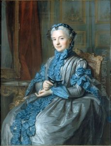 la presidente de Rieux, en habit de bal, tenant un masque by Maurice Quentin de La Tour