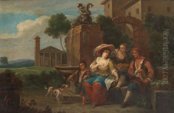 Fruit sellers with a dog - view 1