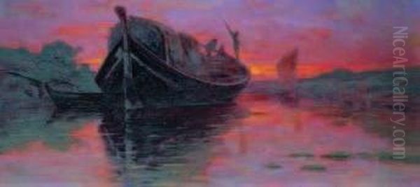 Barcone Sul Canale Al Tramonto - view 1