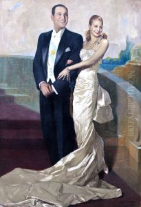 Retrato del general Juan Domingo Peron y su senora esposa Maria Eva Duarte de Peron