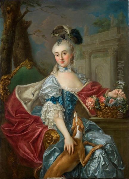 Portrait of Izabela Lubomirska (Elzbieta Czartoryska) "The Blue Marquise" (1733-1816). by Marcello Bacciarelli