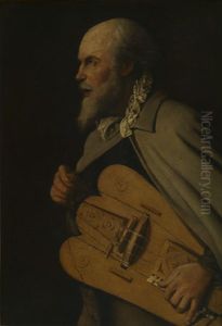 The hurdy-gurdy player by Georges de La Tour