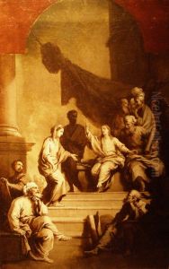 Twelve-year-old Jesus teaching in the Temple. by Christian Wilhelm Ernst Dietrich