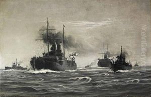 En dansk eskadre pa vej til Kiel. En dansk eskadre pa vej til Kiel.