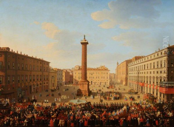 The Chinese Masquerade on the Piazza Colonna in Rome during the Giacomo Carnival, 1735 - view 1