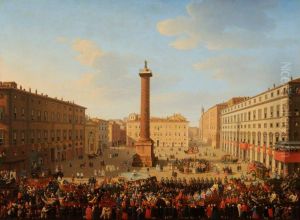 The Chinese Masquerade on the Piazza Colonna in Rome during the Giacomo Carnival, 1735 by Giacomo Van Lint