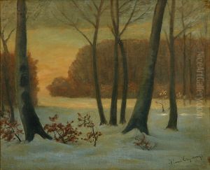 At the edge of the woods, winter.