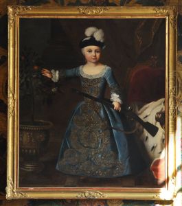 PrinzGeorg Karl von Hessen-Darmstadt(1754-1830), Sohn des Prinzen Georg Wilhelm, mit Gewehr und Hermelinmantel