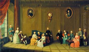 Bildnis der Familie des Johann Rudolf Stettler (1696-1757) by Johann Ludwig Aberli