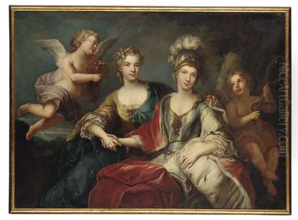 Allegorical portrait of Queen Marie Leczinska of France (1703-1768) and Marie-Josephe of Saxony, Dauphine of France (1731-1766) - view 1