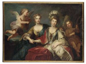 Allegorical portrait of Queen Marie Leczinska of France (1703-1768) and Marie-Josephe of Saxony, Dauphine of France (1731-1766)
