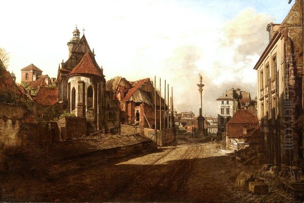 Widok kosciola Bernardynek i kolumny Zygmunta III od strony zjazdu do Wisly - view 1
