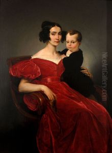 Portrait of Countess Teresa Zumali Marsili with her son Giuseppe by Francesco Hayez