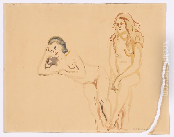Two Female Nudes, half Reclining and Sitting - view 1