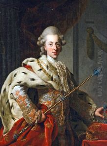 Portrait of King Christian VII of Denmark, half-length, in coronation robes and holding a crown and sceptre